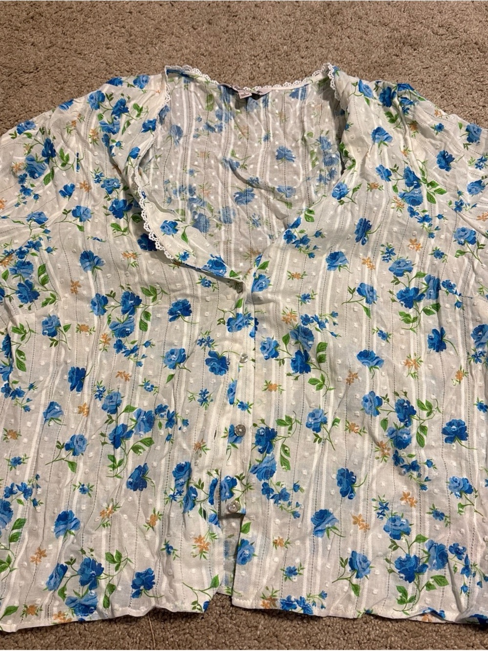 Blue Floral Button-Up Men's Shirt